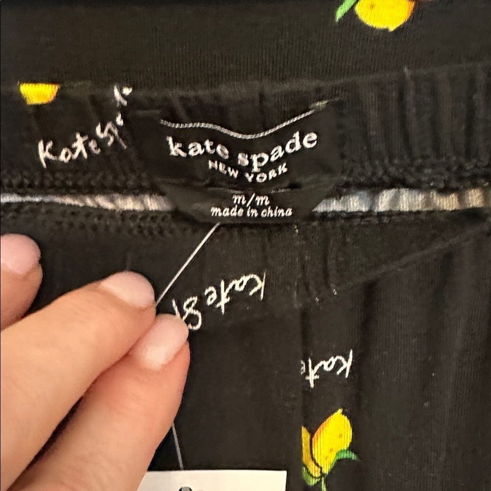 NWT Kate Spade Modal Short Set, Medium, Black Piped w/lemons - Picture 7 of 8